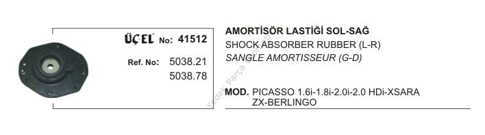 AMORTİSÖR TAKOZU 41512 P306 PARTNER PICASSO XSARA ZX BERLINGO KISA 5038.21