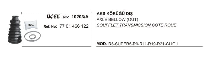 Clio 1 R9 Broadway Fairway Spring R19 Europa Dış Aks Körüğü 7701466122 Üçel