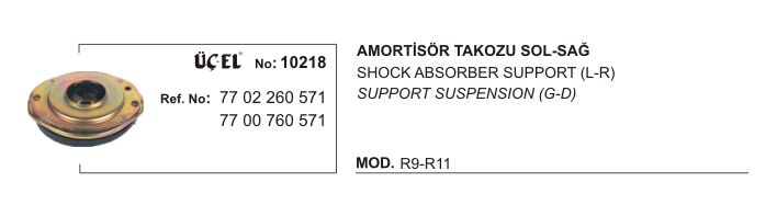 R9 R11 Amortisör Takozu Bilyasız 7700760571 Üçel