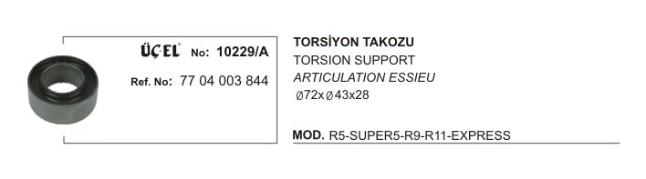 R9 - R11 Torsiyon Takozu  Q72XQ43X28 7704003844 Üçel