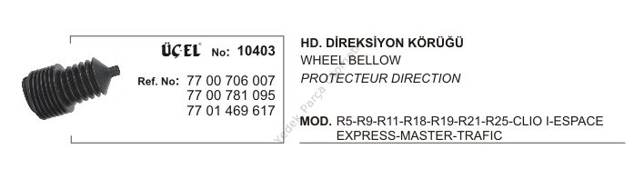 DİREKSİYON KÖRÜĞÜ HİDROLİK 10403 R9 R11 R19 R21 R25 CLIO-I EKSPRES MASTER TRAFIK