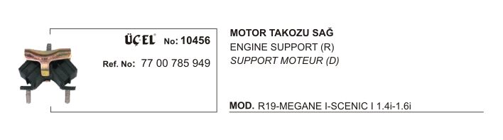 R19 Europa Megane 1 Scenic 1 Sağ Motor Takozu Kulağı 1.6 8V K7M 7700785949 Üçel
