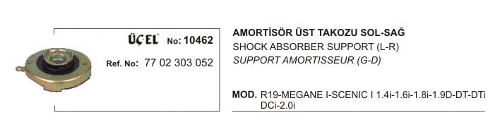 R19 Europa Megane 1 Scenic 1 Ön Amortisör Tablası Takozu 7700835254 7702303052 Üçel