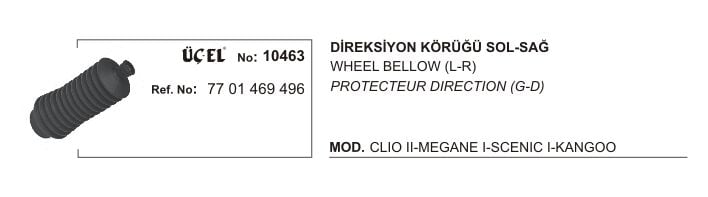 Megane 1 Kangoo 1 Clio 2 Sol Direksiyon Körüğü Körük 1995 2008 7701469496 Üçel