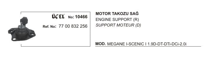Megane 1 Scenic 1 Sağ Motor Takozu Kulağı 1.9 Dci F9Q 1995 2002 7700832256 Üçel