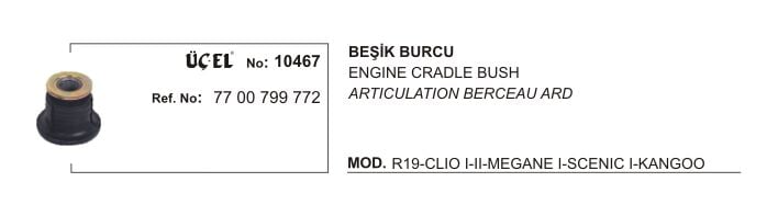 Clio 1 - 2 R19 Europa Megane 1 Motor Beşik Travers Burcu 7700779772 Üçel