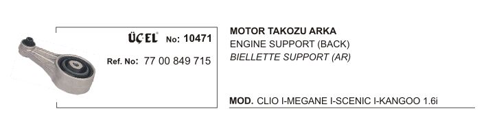 Megane 1 Scenic 1 Alt Arka Motor Takozu 2.0 8V F3R 1995 2002 7700849715 7700805120 Üçel