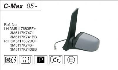 AYNA SOL VM302EHPL FOCUS CMAX (03-) ELEKTRİKLİ ISITMALI PRIMERLİ