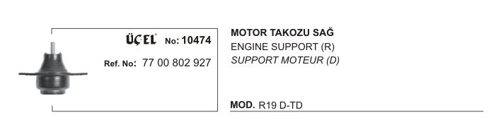 R19 Europa Sağ Motor Takozu Kulağı 1.9D F8Q Dizel 7700802927 Üçel
