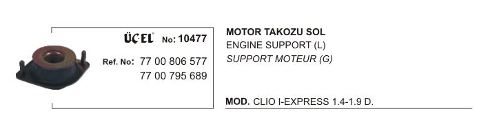 Clio 1 Express Sol Motor Takozu Kulağı 1990 1998 7700806577 7700795689 Üçel