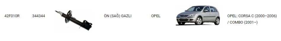 AMORTİSÖR ÖN SAĞ 42F010R CORSA C