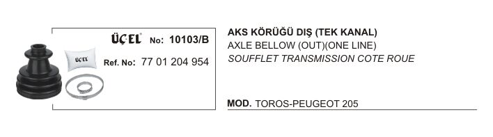 R12 Toros Dış  Aks Körüğü Tek Kanal 7701204954 Üçel