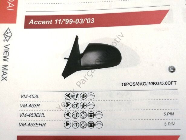 AYNA SAĞ VM453R ACCENT (99-02) MEKANİK