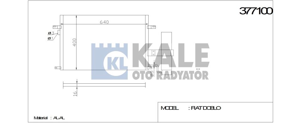 KLİMA RADYATÖRÜ 377100 LACETTI NUBIRA (622x407x16 ) (KURUTUCU İLE)