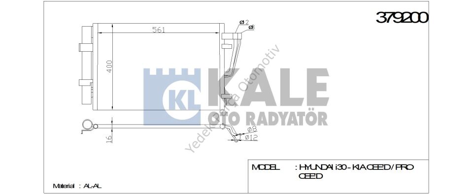KLİMA RADYATÖRÜ 379200 CEED PRO CEED İ30 1.4I 07-> ( 587x391x16 ) (KURUTUCU İLE)