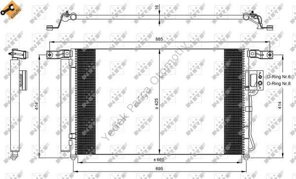 KLİMA RADYATÖRÜ 379300 SANTAFE-II 2.7 2.2 CRDI 06-> (693x479x16) (KURUTUCU İLE)