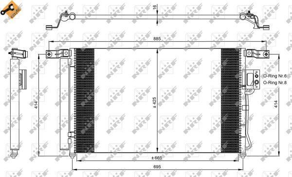 KLİMA RADYATÖRÜ 379300 SANTAFE-II 2.7 2.2 CRDI 06-> (693x479x16) (KURUTUCU İLE)