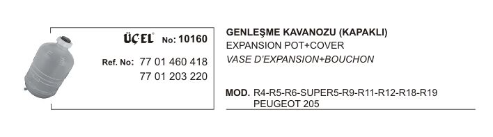 R9 - R11 - R19 Yedek Su Bidonu Genleşme Kavanozu 7701460418 7701203220 Üçel
