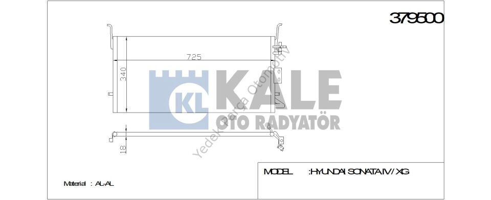 KLİMA RADYATÖRÜ 379500 SONATA IV XG 2.0I 2.4I 2.5I 2.7I (02 04) (703x350x18) KUR