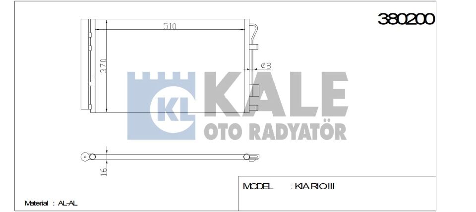 KLİMA RADYATÖRÜ 380200 ACCENT BLUE 1.4I 11-> RIO-III 1.25 CVVT 1.4 CVVT 11-> (53