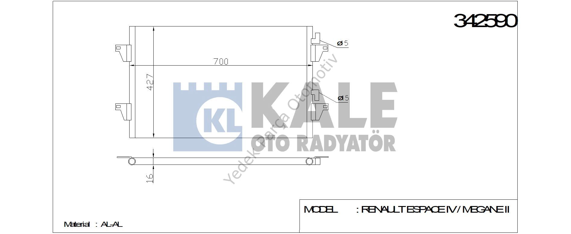 KLİMA RADYATÖRÜ 342590 ESPACE  IV MEGANE II