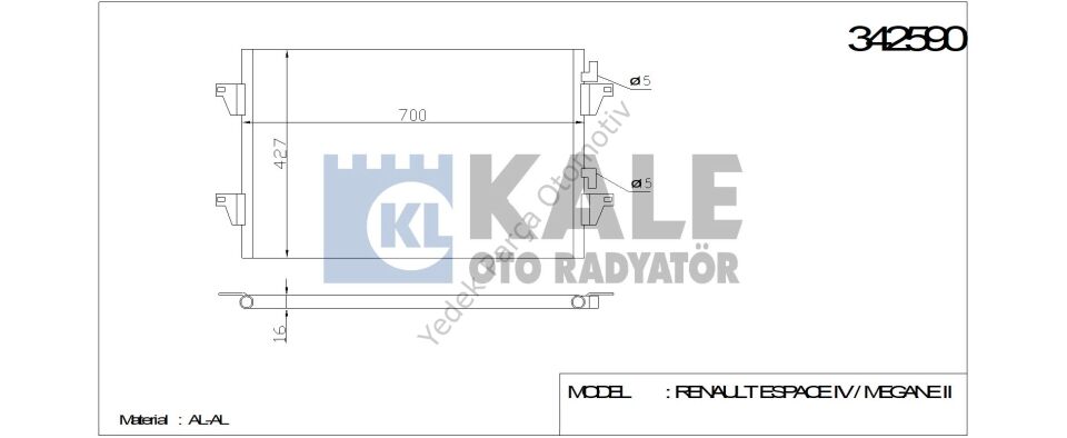 KLİMA RADYATÖRÜ 342590 ESPACE  IV MEGANE II