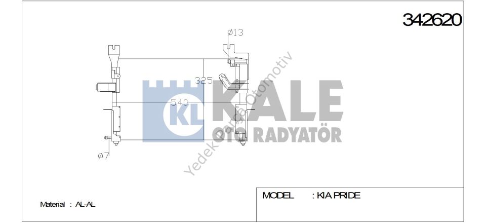 KLİMA RADYATÖRÜ 342620 PRIDE 1.3 16V 10.96 (KURUTUCU İLE)