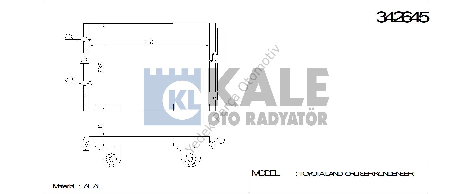 KLİMA RADYATÖRÜ 342645 LAND CRUISER 4.7 V8 4.5 D4D V8 08-> (KURUTUCU İLE)