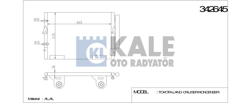KLİMA RADYATÖRÜ 342645 LAND CRUISER 4.7 V8 4.5 D4D V8 08-> (KURUTUCU İLE)