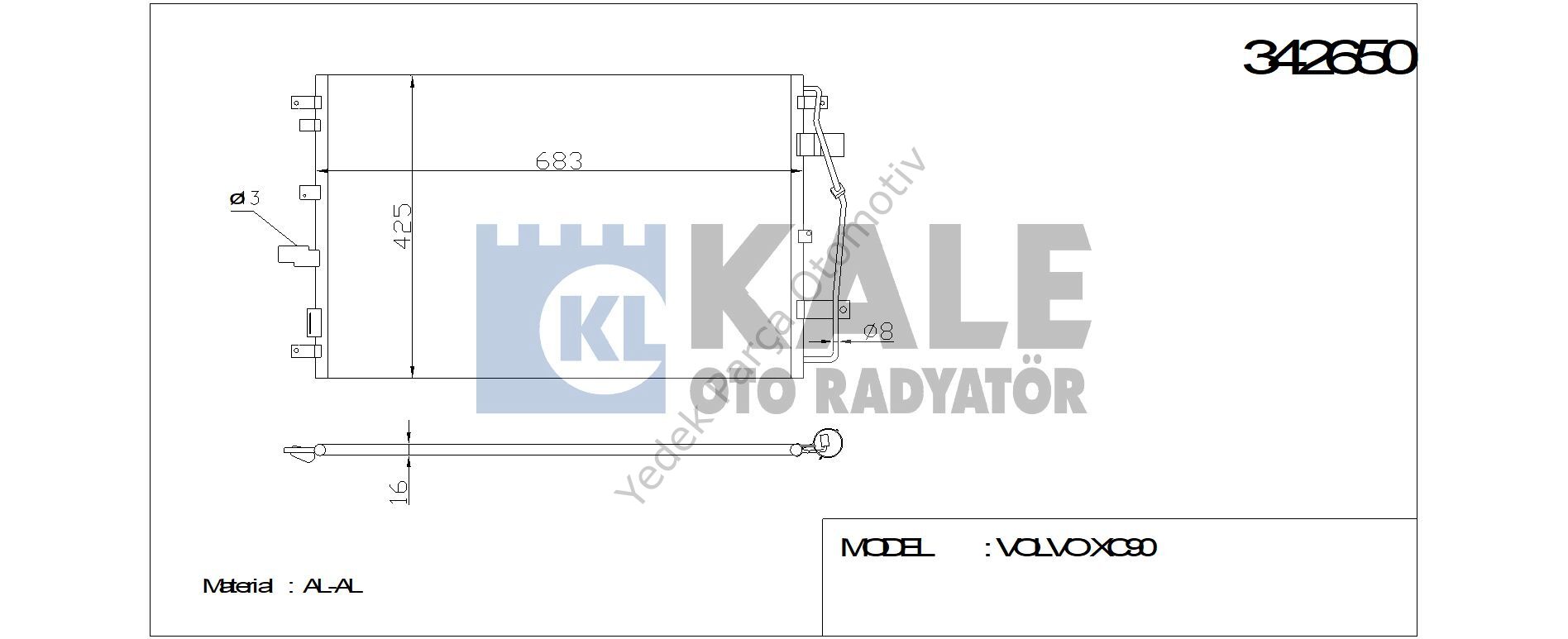 KLİMA RADYATÖRÜ 342650 XC90 I