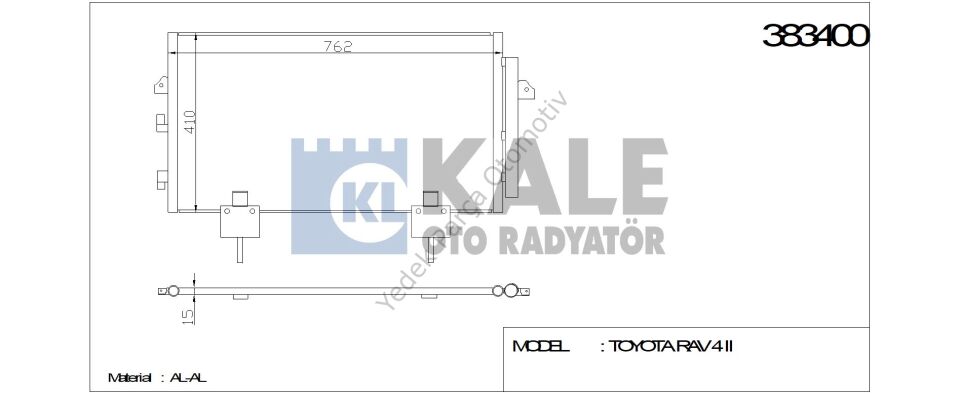 KLİMA RADYATÖRÜ 383400 RAV4-II 2.0I 16V 00-> ( 745x410x16 ) (KURUTUCU İLE)