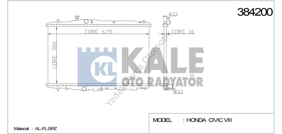 RADYATÖR 384200 CIVIC VIII (375x677x16) BRAZING MT