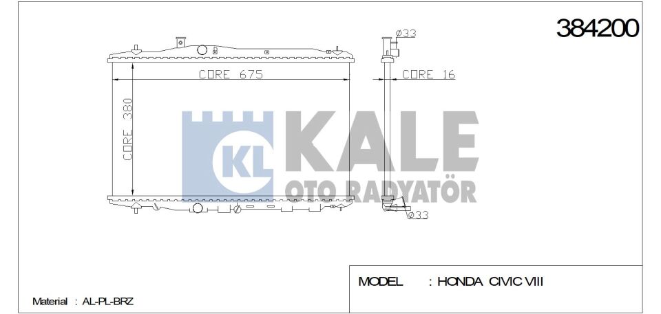 RADYATÖR 384200 CIVIC VIII (375x677x16) BRAZING MT