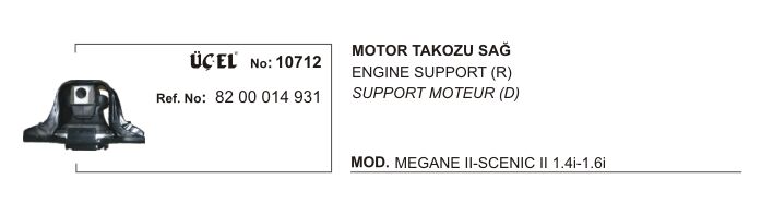 Megane 2 Scenic 2 Sağ Motor Takozu Kulağı 1.6 16V K4M 2003 2010 8200014931 Üçel