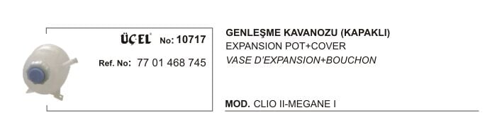 Clio 2 Hb Megane 1 Radyatörr Yedek Su Deposu Genleşme Kavanozu Kapaklı 7701468745 Üçel