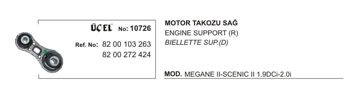 Megane 2 Scenic 2 Sağ Motor Takozu Kulağı 1.9 Dci F9Q 2.0 16V F4R 2003 2010 8200103263 8200272424 Üçel