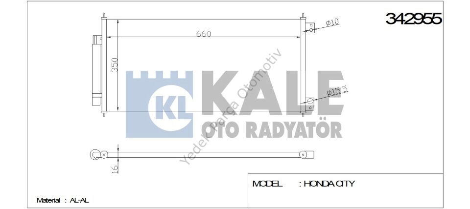 KLİMA RADYATÖRÜ 342955 CITY 1.4i (KURUTUCU İLE)