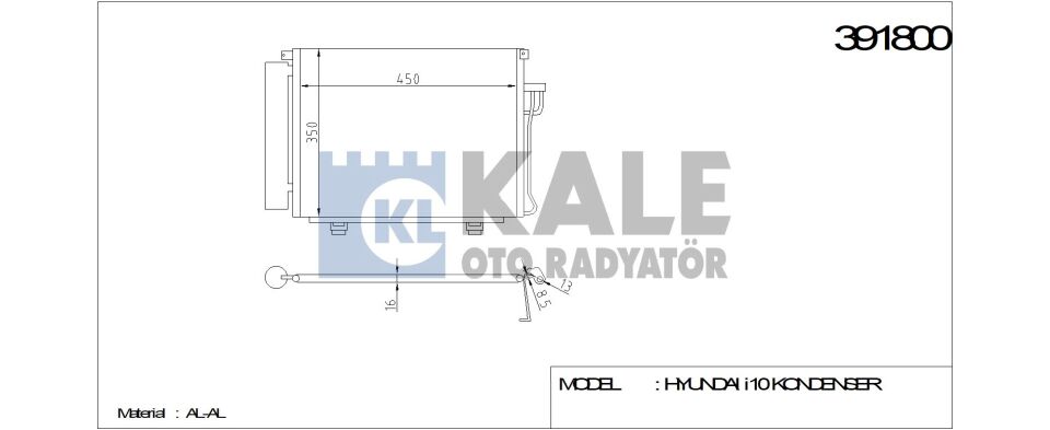 KLİMA RADYATÖRÜ 391800 İ10 1.1 1.2 1.1 CRDI 08-> (480x350x16) (KURUTUCU İLE)