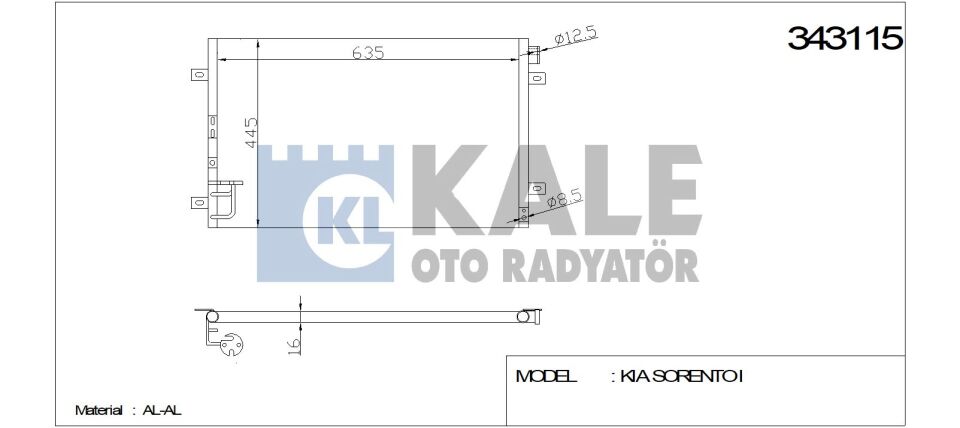 KLİMA RADYATÖRÜ 343115 SORENTO I 2.4 3.3 V6 3.5 V6 2.5 CRDI 02->