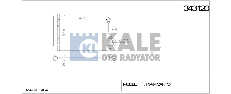 KLİMA RADYATÖRÜ 343120 PICANTO 1.0 LPG 1.0 1.2 11-> (KURUTUCU İLE)