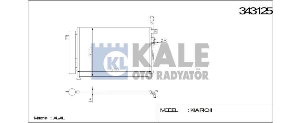 KLİMA RADYATÖRÜ 343125 RIO II 1.5 CRDI 05-> (KURUTUCU İLE)