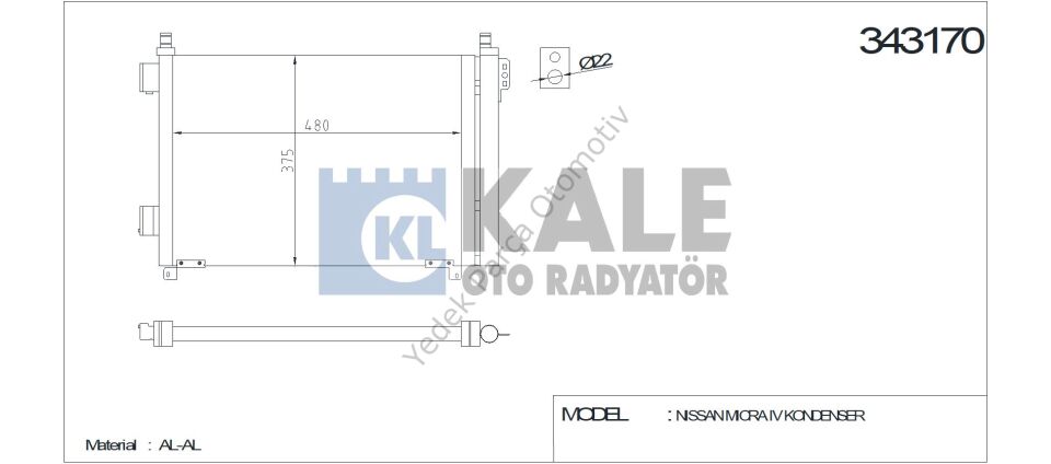 KLİMA RADYATÖRÜ 343170 MICRA IV 1.2 10-> (KURUTUCU İLE)