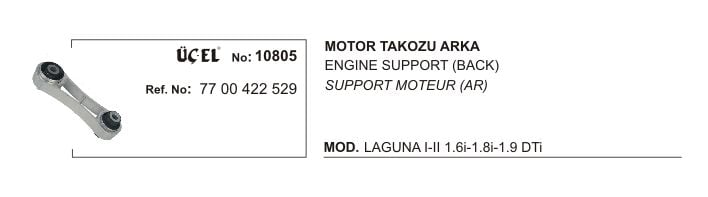 Laguna 1 Arka Motor Takozu Kulağı Alt 1.6-2.0 16V K4M-F4R-1.9 Dci F9Q 1998 2002 7700422529 Üçel