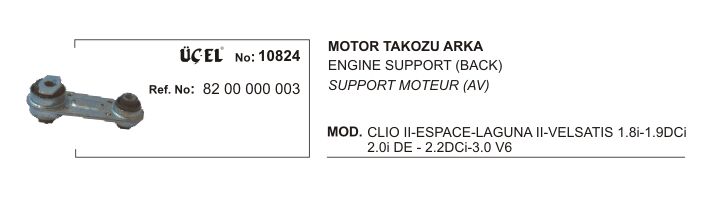 Laguna 2 Velsatis Arka Motor Takozu Alt 2002 2008 8200000003 8200371093 Üçel