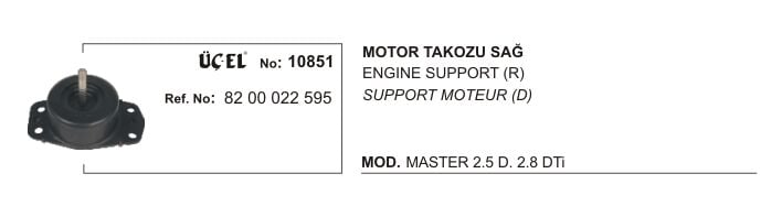 Master 1 - 2 Sağ Motor Takozu Kulağı 1998 2010 8200022595 Üçel
