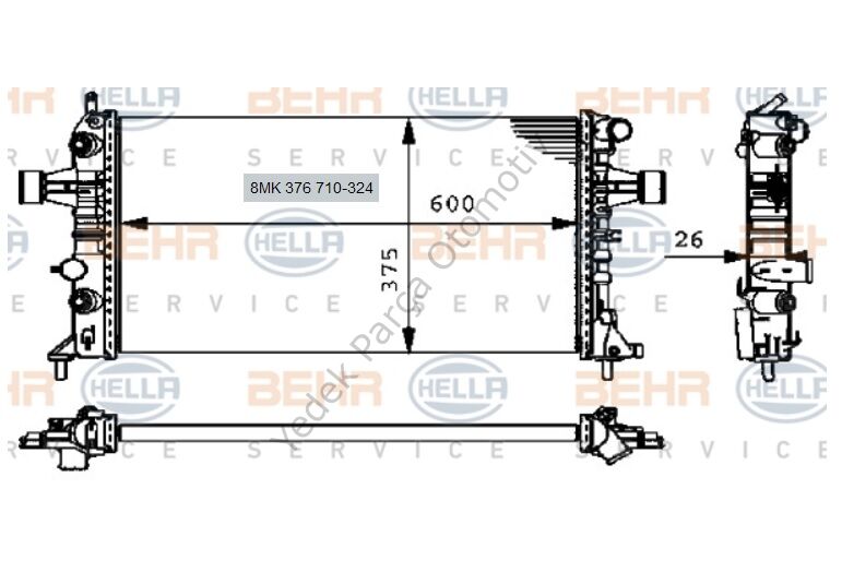 RADYATÖR 8MK376710324 ASTRA-G (Z16XE) 1.6 16V KLİMALI (MANUEL VITES)