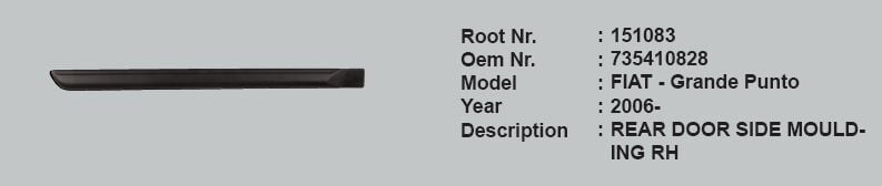 KAPI ÇITASI ARKA SAĞ 735410828 151083 GRANDE PUNTO 06->