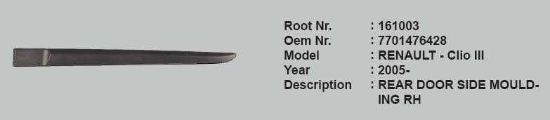 Clio 3 Sağ Arka Kapı Bandı Çıtası 161003 7701476426 Root