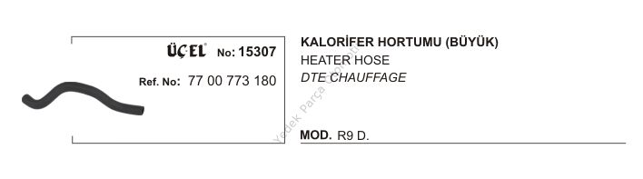KALORİFER HORTUMU 15307 R9 DİZEL BÜYÜK 7700773180