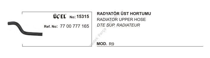 RADYATÖR HORTUMU ÜST 15315 R9 R11 TXE 87 MODEL 7700777165